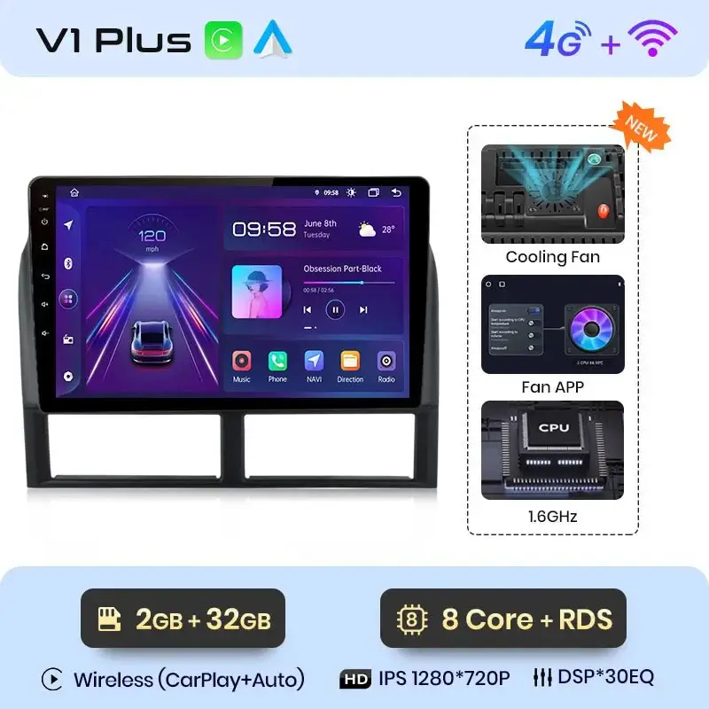 Radio Android do Jeep Grand Cherokee WJ (1998-2004) CarPlay Android Auto 4G WiFi GPS DSP