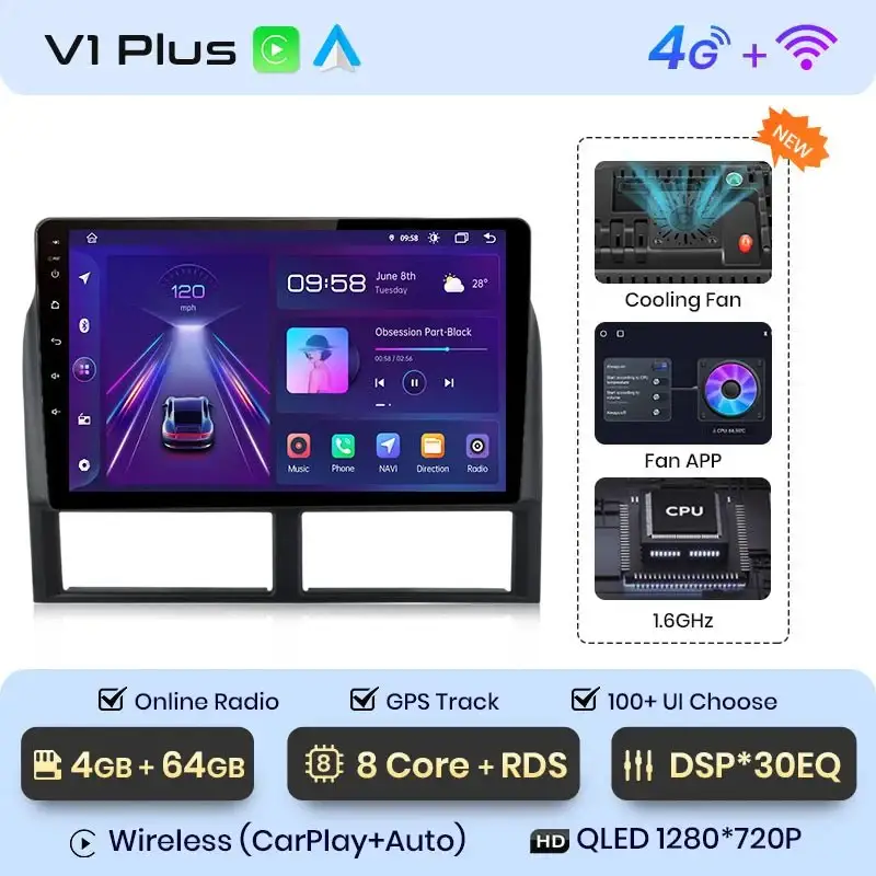 Radio Android do Jeep Grand Cherokee WJ (1998-2004) CarPlay Android Auto 4G WiFi GPS DSP