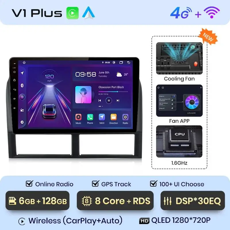 Radio Android do Jeep Grand Cherokee WJ (1998-2004) CarPlay Android Auto 4G WiFi GPS DSP