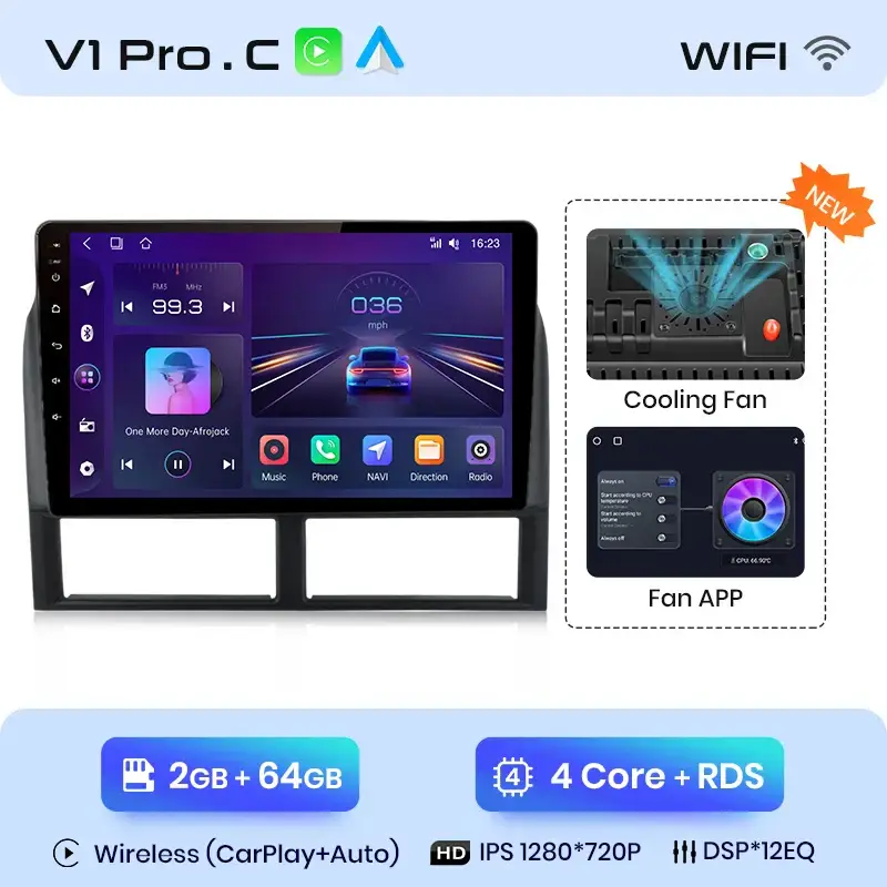 Radio Android do Jeep Grand Cherokee WJ (1998-2004) CarPlay Android Auto 4G WiFi GPS DSP