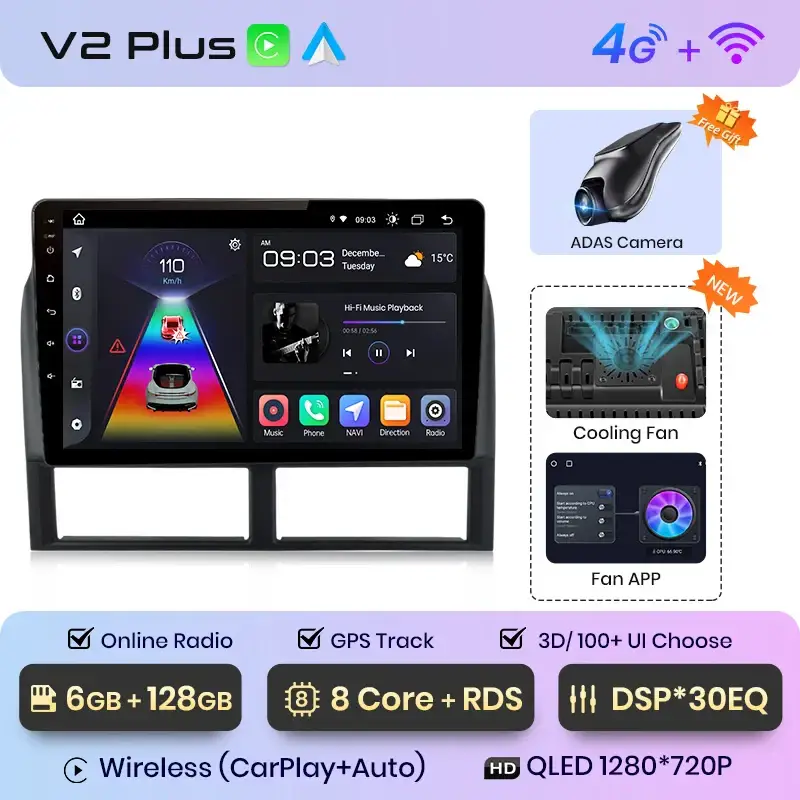 Radio Android do Jeep Grand Cherokee WJ (1998-2004) CarPlay Android Auto 4G WiFi GPS DSP