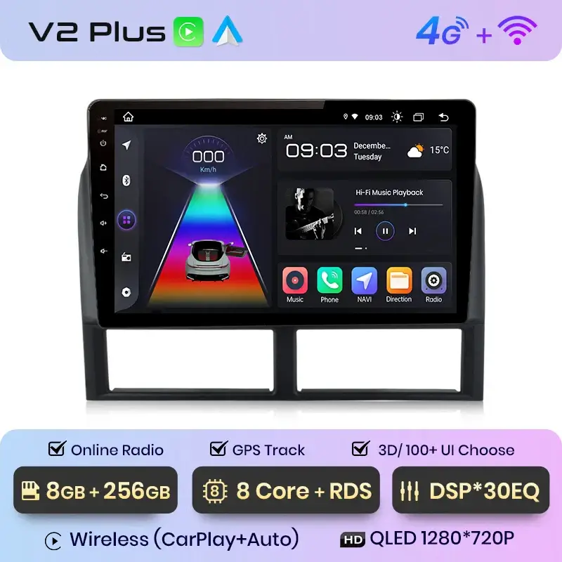 Radio Android do Jeep Grand Cherokee WJ (1998-2004) CarPlay Android Auto 4G WiFi GPS DSP