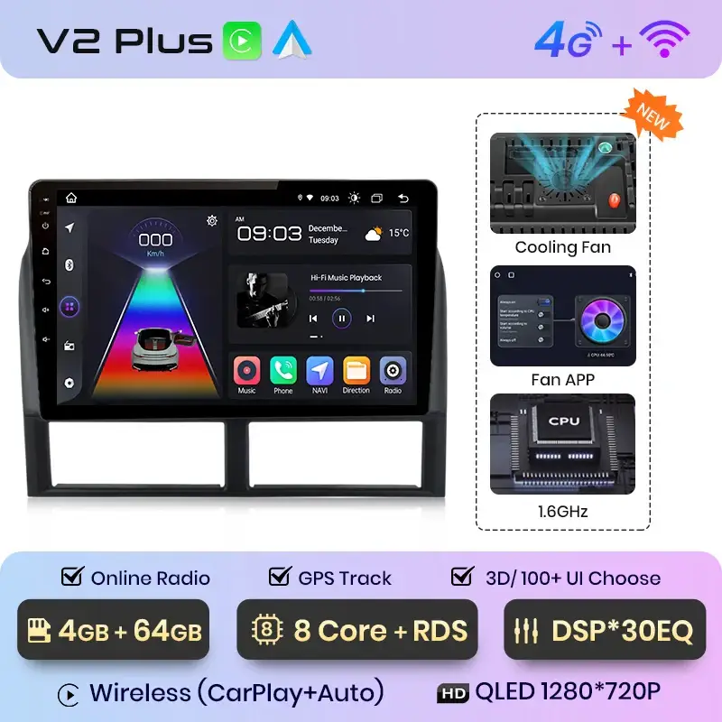 Radio Android do Jeep Grand Cherokee WJ (1998-2004) CarPlay Android Auto 4G WiFi GPS DSP