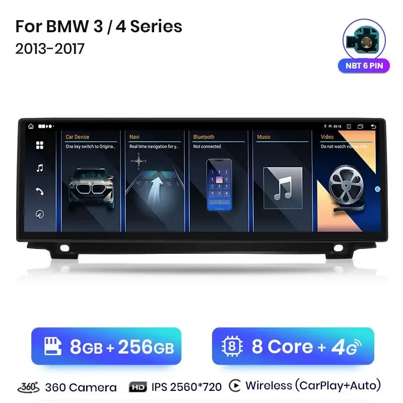 Radio Android do BMW F30 F31 F32 F33 F34 (2013-2019) CarPlay Android Auto 4G WiFi GPS DSP