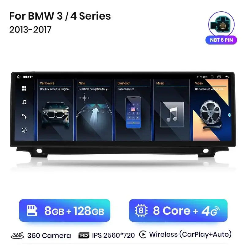 Radio Android do BMW F30 F31 F32 F33 F34 (2013-2019) CarPlay Android Auto 4G WiFi GPS DSP