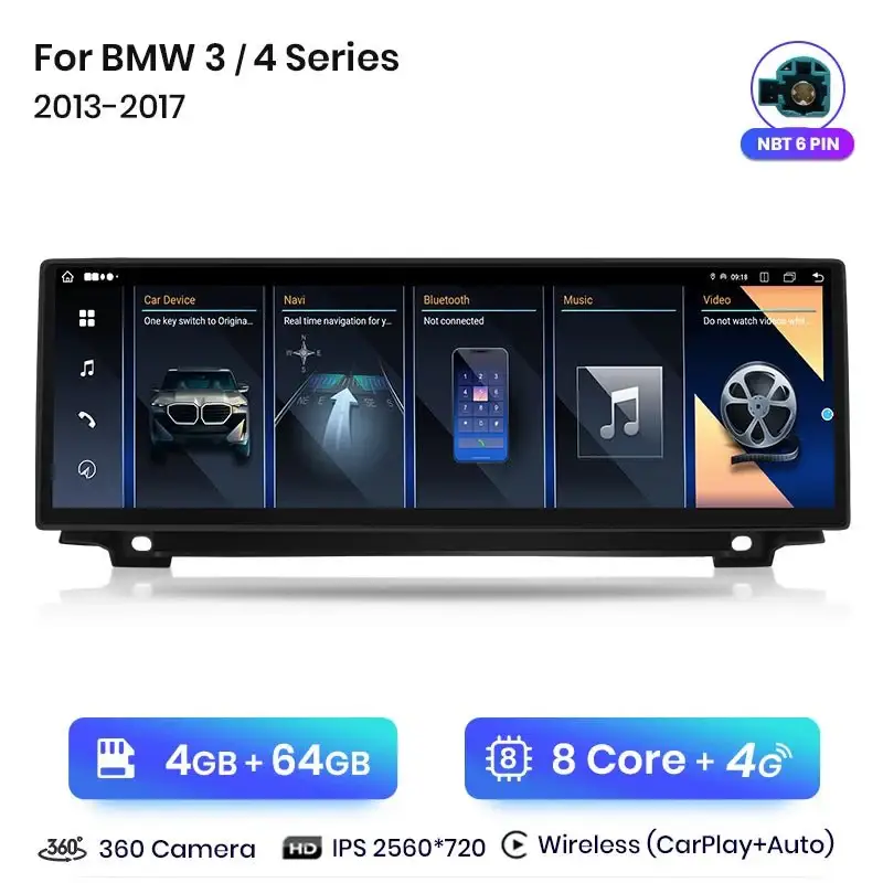 Radio Android do BMW F30 F31 F32 F33 F34 (2013-2019) CarPlay Android Auto 4G WiFi GPS DSP