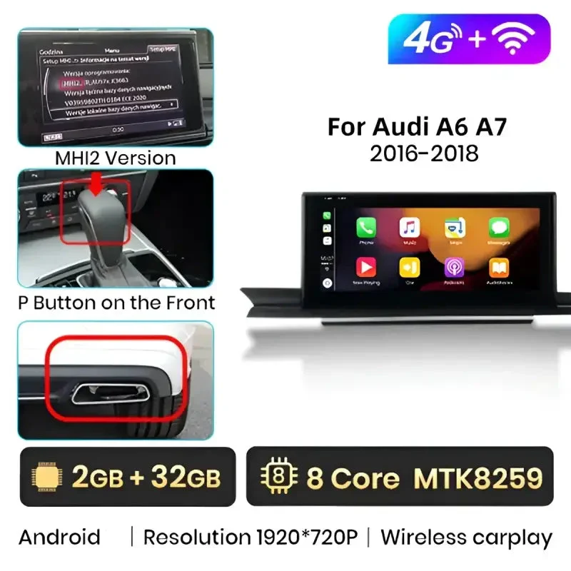 Radio Android do Audi A6 C7 A6L A7 Dedykowany (2012-2019) CarPlay Android Auto 4G WiFi GPS DSP Ekran