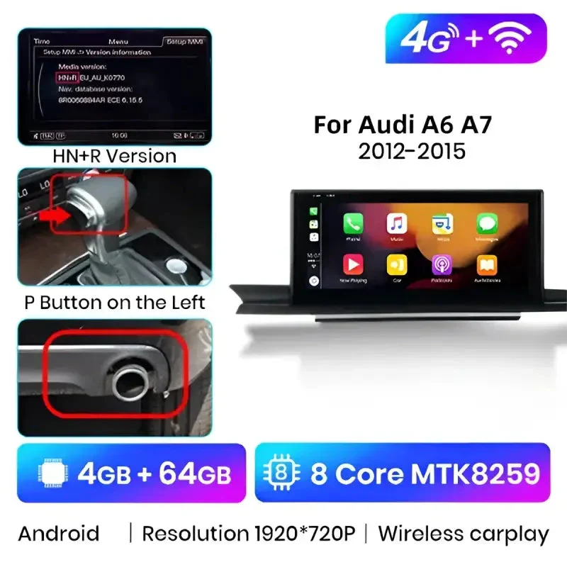 Radio Android do Audi A6 C7 A6L A7 Dedykowany (2012-2019) CarPlay Android Auto 4G WiFi GPS DSP Ekran