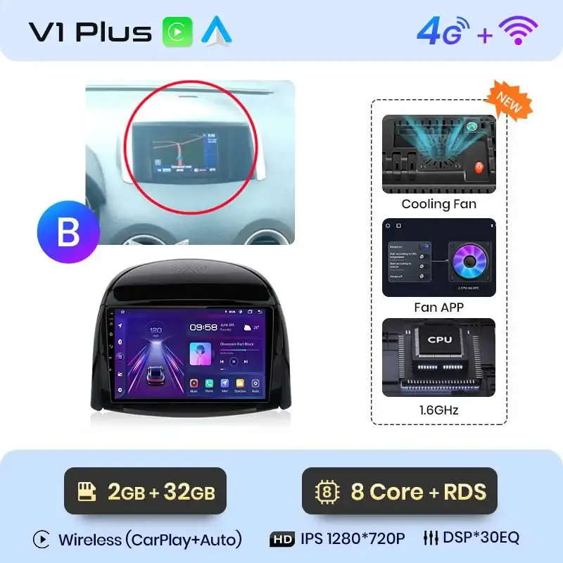 Radio Android do Renault Koleos (2008-2016) CarPlay Android Auto 4G WiFi GPS DSP