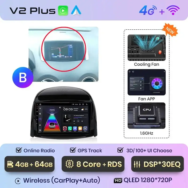 Radio Android do Renault Koleos (2008-2016) CarPlay Android Auto 4G WiFi GPS DSP