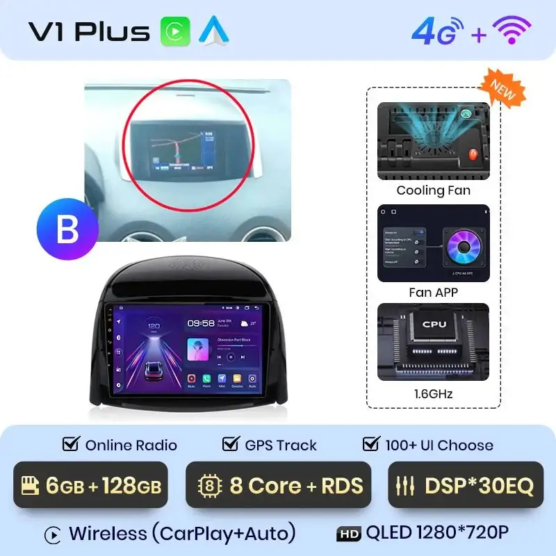 Radio Android do Renault Koleos (2008-2016) CarPlay Android Auto 4G WiFi GPS DSP