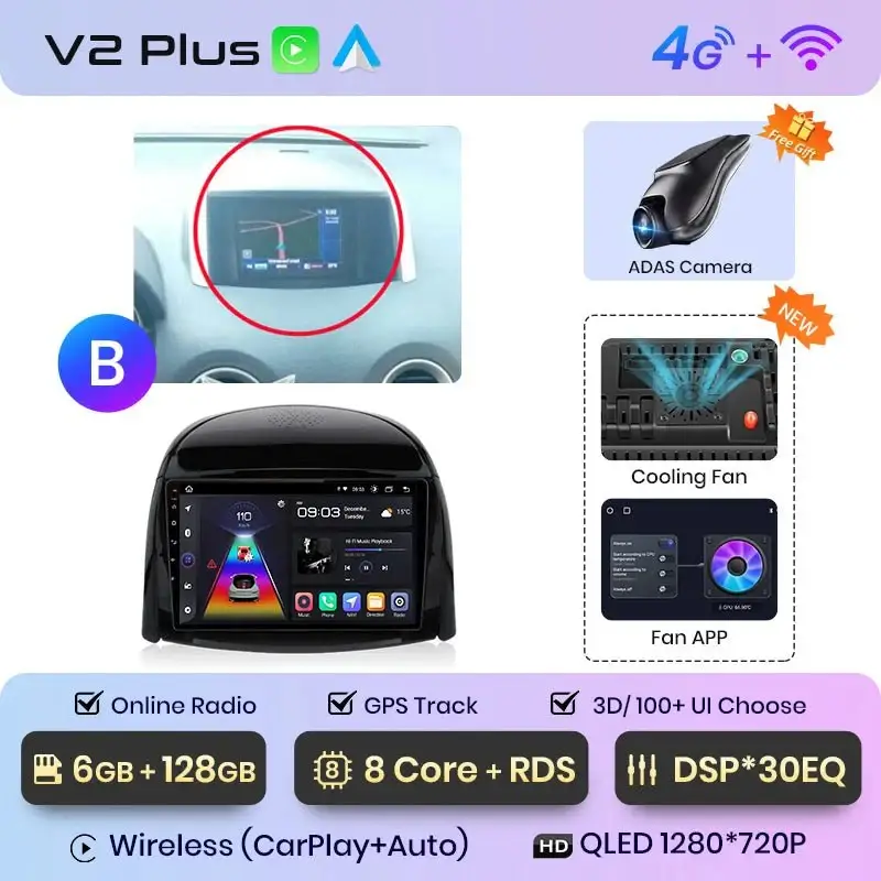 Radio Android do Renault Koleos (2008-2016) CarPlay Android Auto 4G WiFi GPS DSP