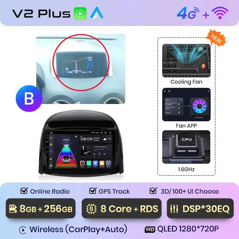 Radio Android do Renault Koleos (2008-2016) CarPlay Android Auto 4G WiFi GPS DSP