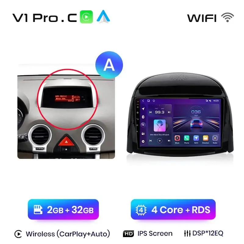 Radio Android do Renault Koleos (2008-2016) CarPlay Android Auto 4G WiFi GPS DSP