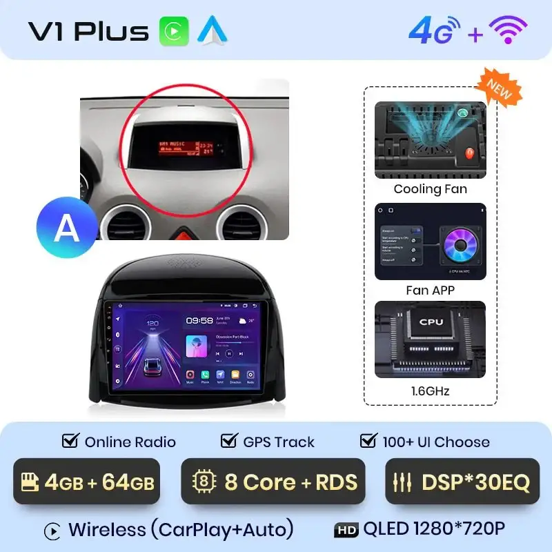 Radio Android do Renault Koleos (2008-2016) CarPlay Android Auto 4G WiFi GPS DSP