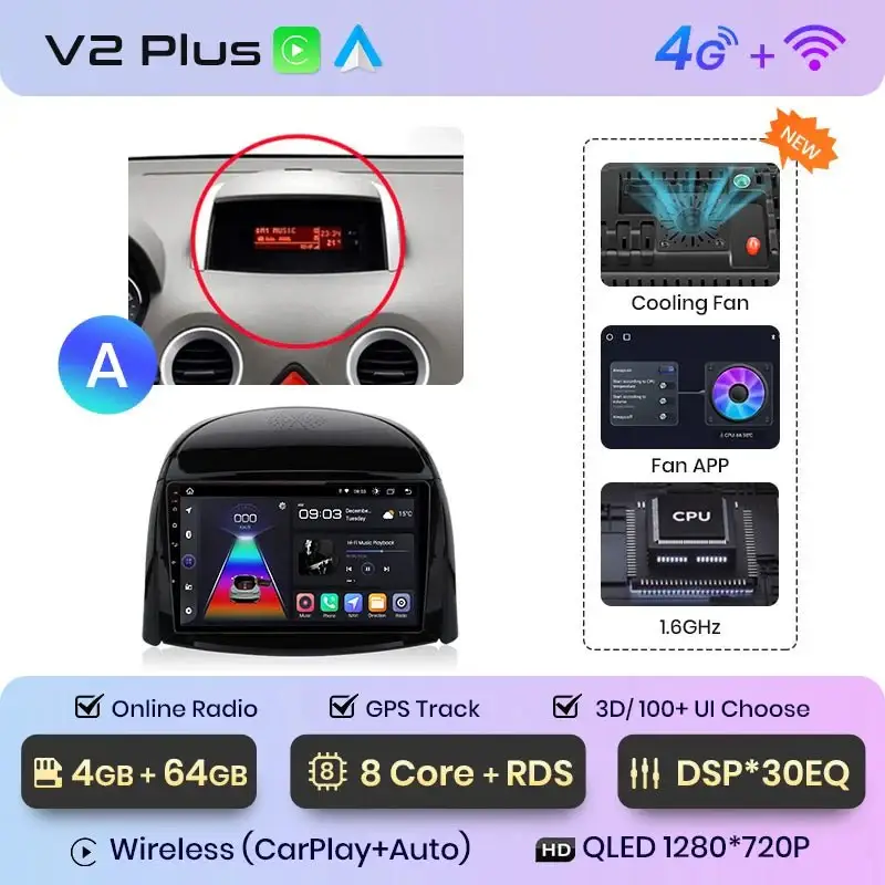 Radio Android do Renault Koleos (2008-2016) CarPlay Android Auto 4G WiFi GPS DSP