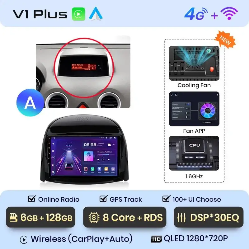 Radio Android do Renault Koleos (2008-2016) CarPlay Android Auto 4G WiFi GPS DSP