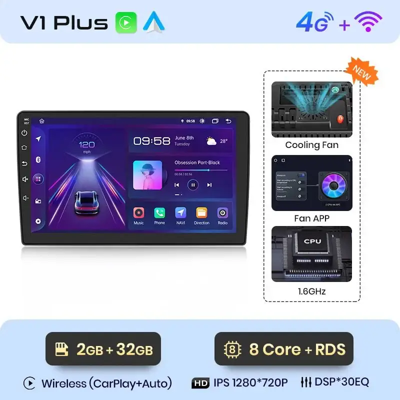 Radio Android do Peugeot 407 (2004-2011) CarPlay Android Auto 4G WiFi GPS DSP