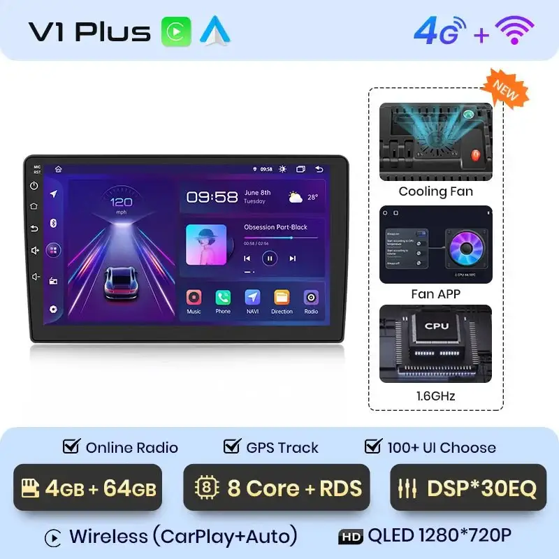 Radio Android do Peugeot 407 (2004-2011) CarPlay Android Auto 4G WiFi GPS DSP