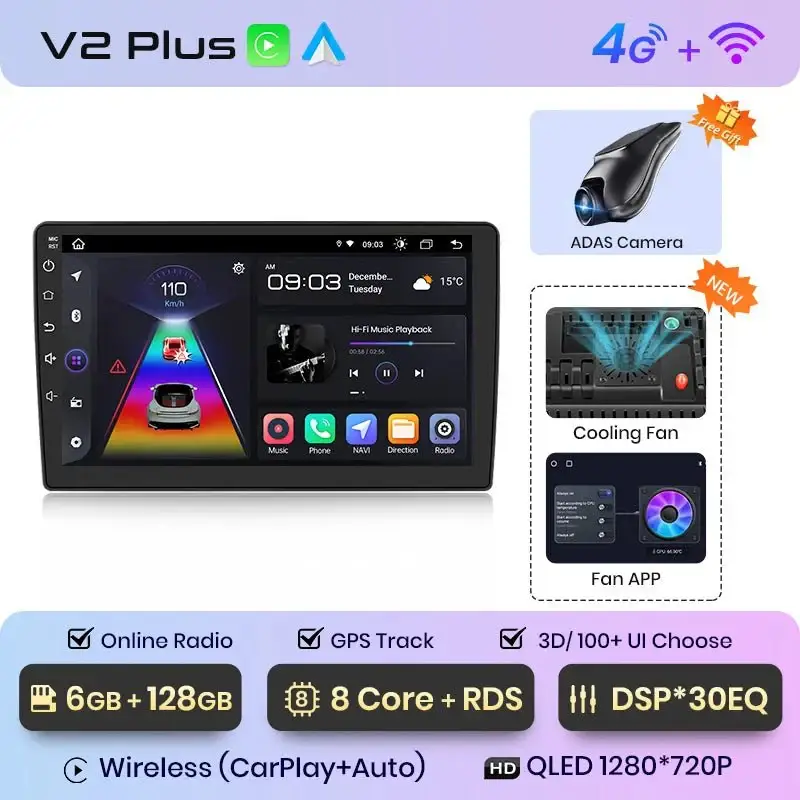 Radio Android do Peugeot 407 (2004-2011) CarPlay Android Auto 4G WiFi GPS DSP