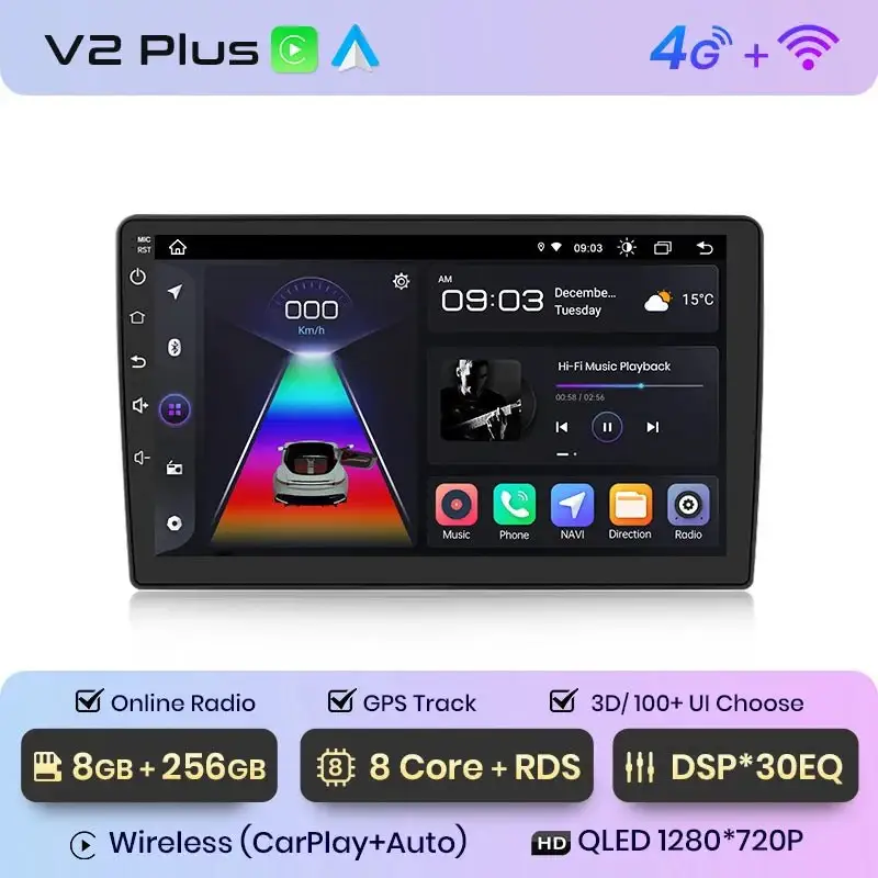 Radio Android do Peugeot 407 (2004-2011) CarPlay Android Auto 4G WiFi GPS DSP