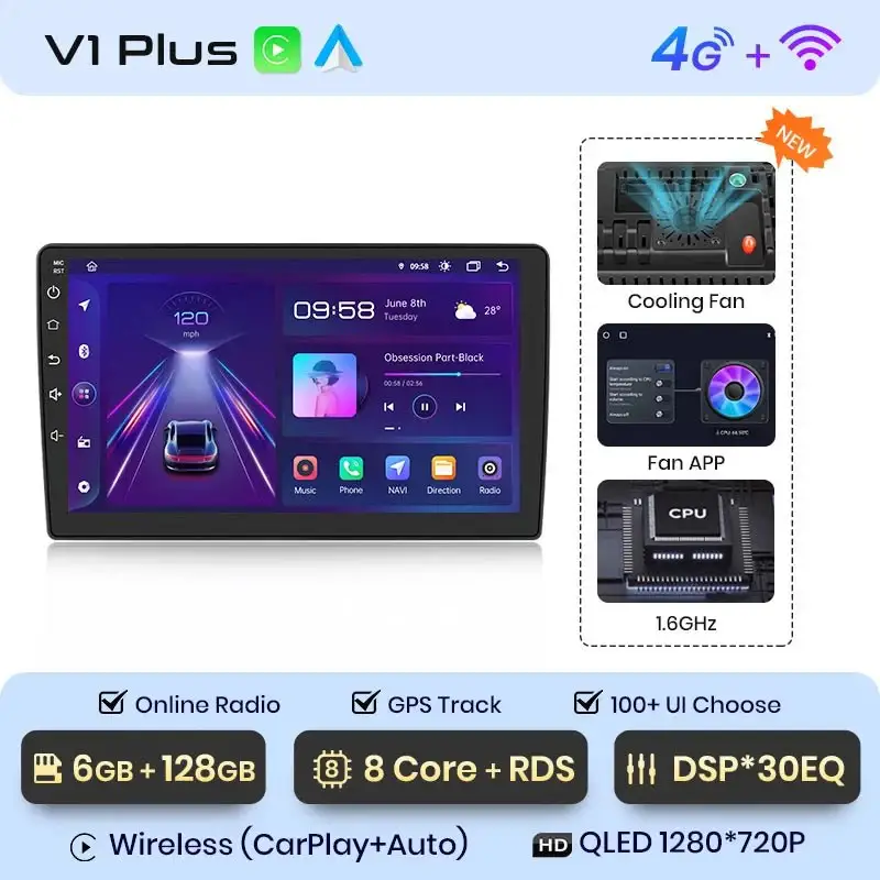 Radio Android do Peugeot 407 (2004-2011) CarPlay Android Auto 4G WiFi GPS DSP