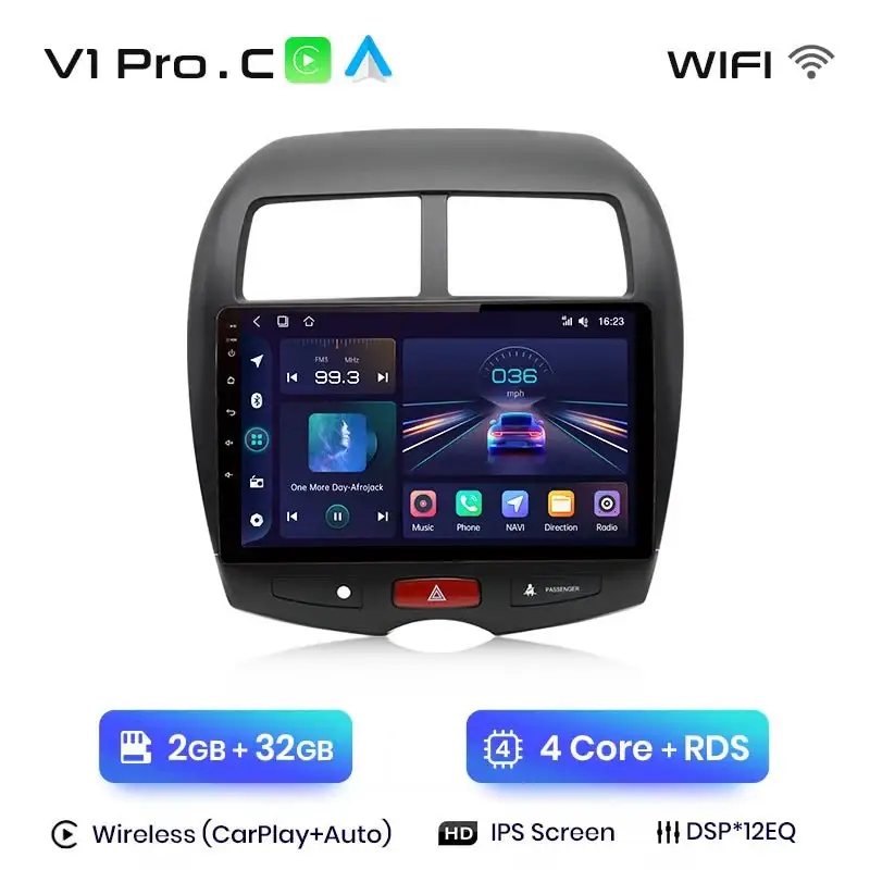 Radio Android do Mitsubishi ASX (2010-2016) CarPlay Android Auto 4G WiFi GPS DSP