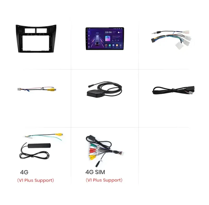 Radio Android do Toyota Yaris (2005-2012) CarPlay Android Auto 4G WiFi GPS DSP