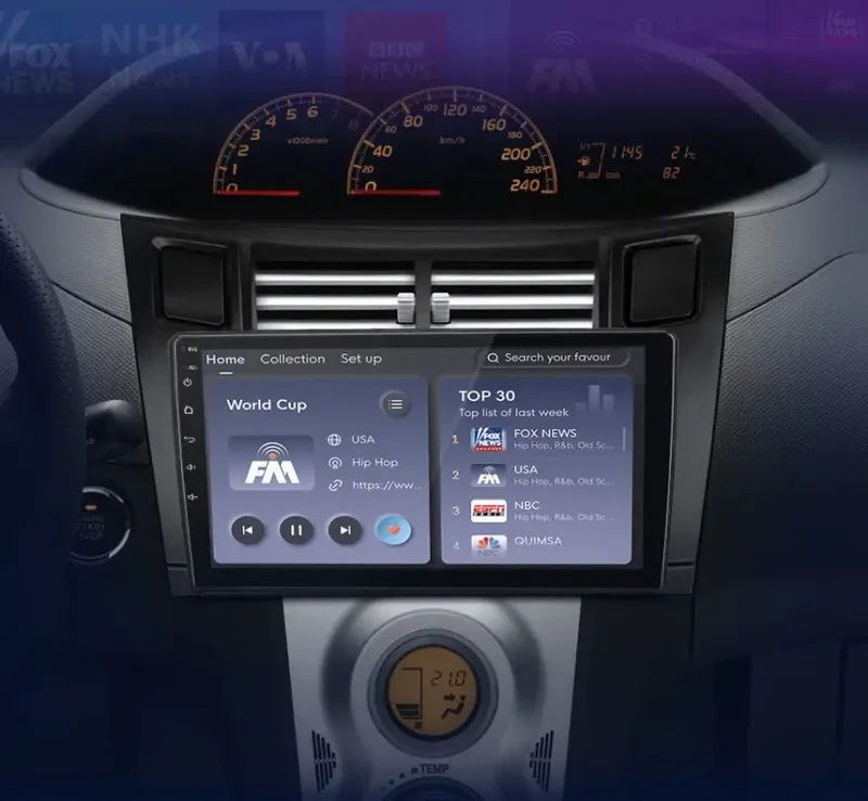 Radio Android do Toyota Yaris (2005-2012) CarPlay Android Auto 4G WiFi GPS DSP
