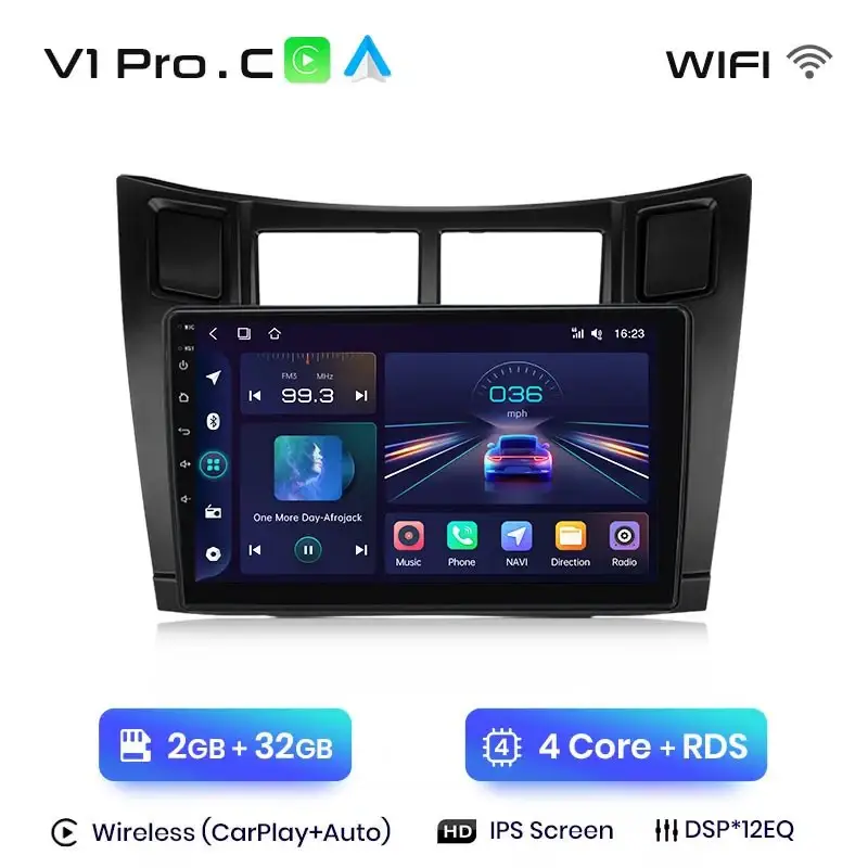 Radio Android do Toyota Yaris (2005-2012) CarPlay Android Auto 4G WiFi GPS DSP