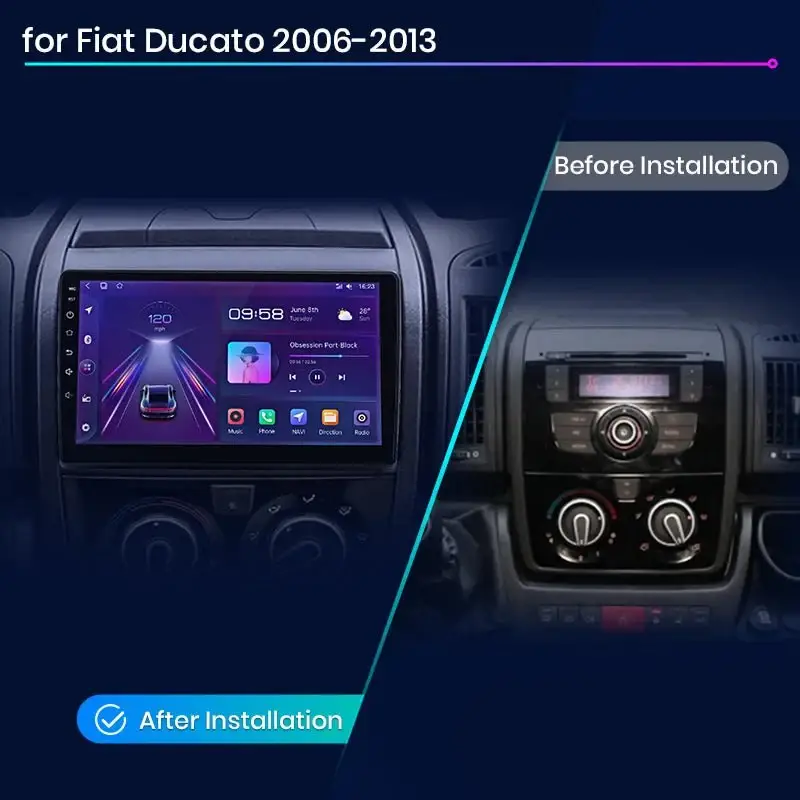 Radio Android do Fiat Ducato II Peugeot Boxer II Citroen Jumper II (2006-2015) CarPlay Android Auto 4G WiFi GPS DSP