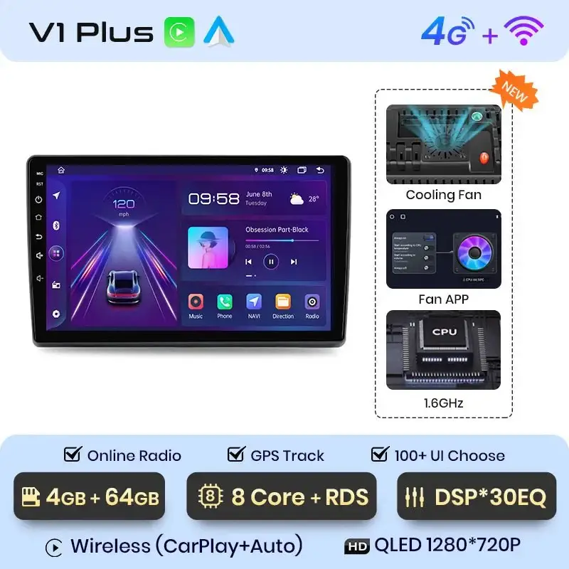 Radio Android do Fiat Ducato II Peugeot Boxer II Citroen Jumper II (2006-2015) CarPlay Android Auto 4G WiFi GPS DSP