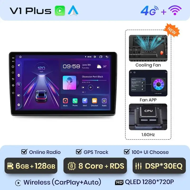 Radio Android do Fiat Ducato II Peugeot Boxer II Citroen Jumper II (2006-2015) CarPlay Android Auto 4G WiFi GPS DSP