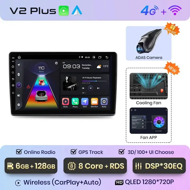 Radio Android do Fiat Ducato II Peugeot Boxer II Citroen Jumper II (2006-2015) CarPlay Android Auto 4G WiFi GPS DSP