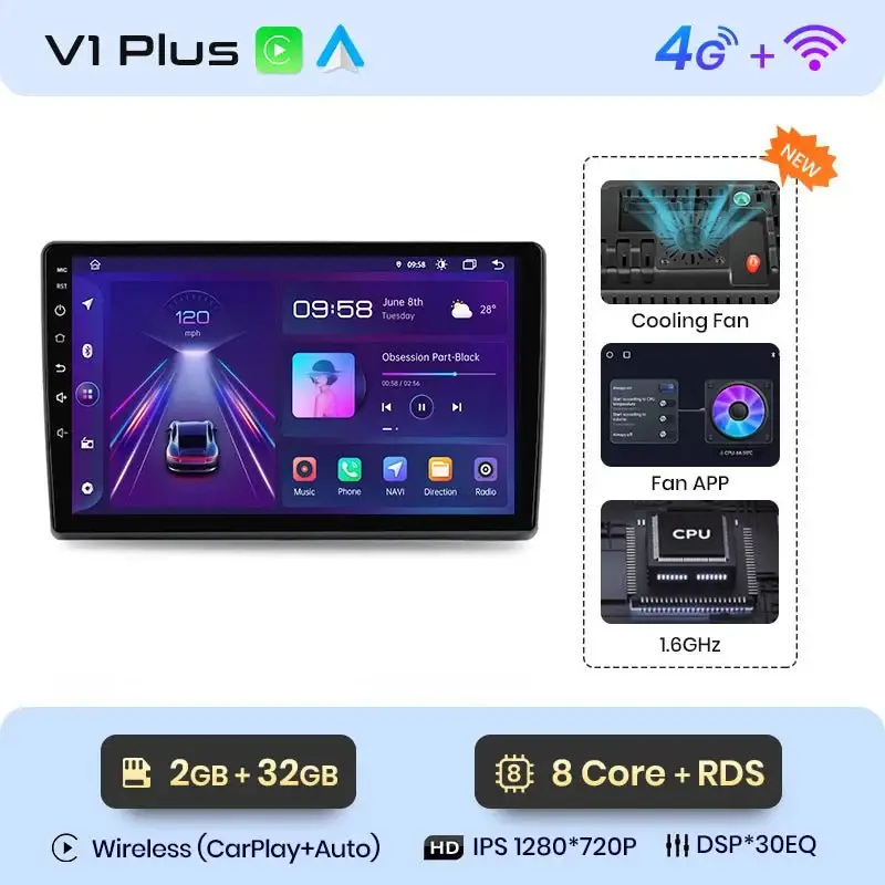 Radio Android do Fiat Ducato II Peugeot Boxer II Citroen Jumper II (2006-2015) CarPlay Android Auto 4G WiFi GPS DSP