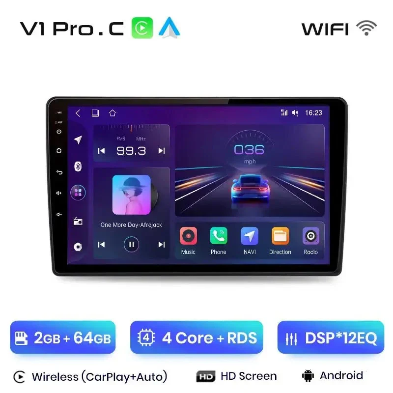 Radio Android do Skoda Fabia II (2007-2014) CarPlay Android Auto 4G WiFi GPS DSP
