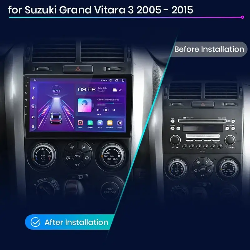 Radio Android do Suzuki Grand Vitara (2005-2015) CarPlay Android Auto 4G WiFi GPS DSP