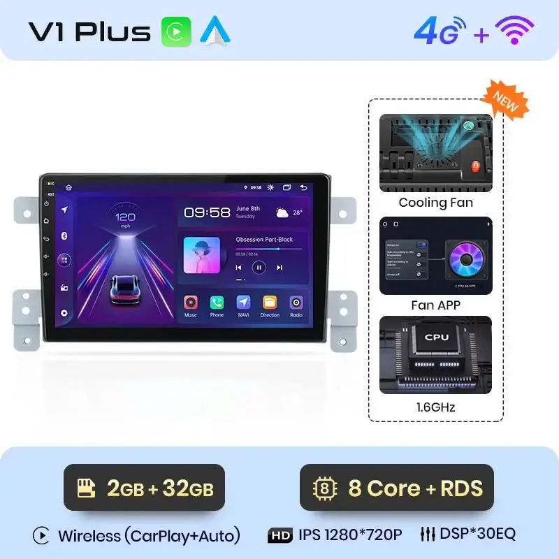 Radio Android do Suzuki Grand Vitara (2005-2015) CarPlay Android Auto 4G WiFi GPS DSP