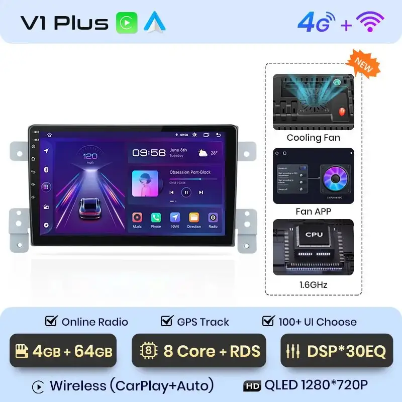 Radio Android do Suzuki Grand Vitara (2005-2015) CarPlay Android Auto 4G WiFi GPS DSP