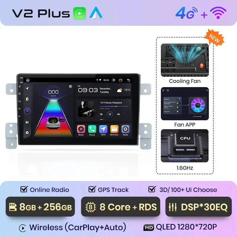 Radio Android do Suzuki Grand Vitara (2005-2015) CarPlay Android Auto 4G WiFi GPS DSP