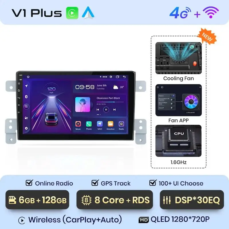 Radio Android do Suzuki Grand Vitara (2005-2015) CarPlay Android Auto 4G WiFi GPS DSP