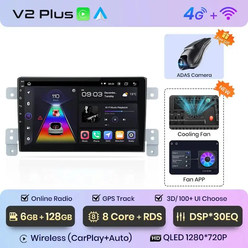 Radio Android do Suzuki Grand Vitara (2005-2015) CarPlay Android Auto 4G WiFi GPS DSP