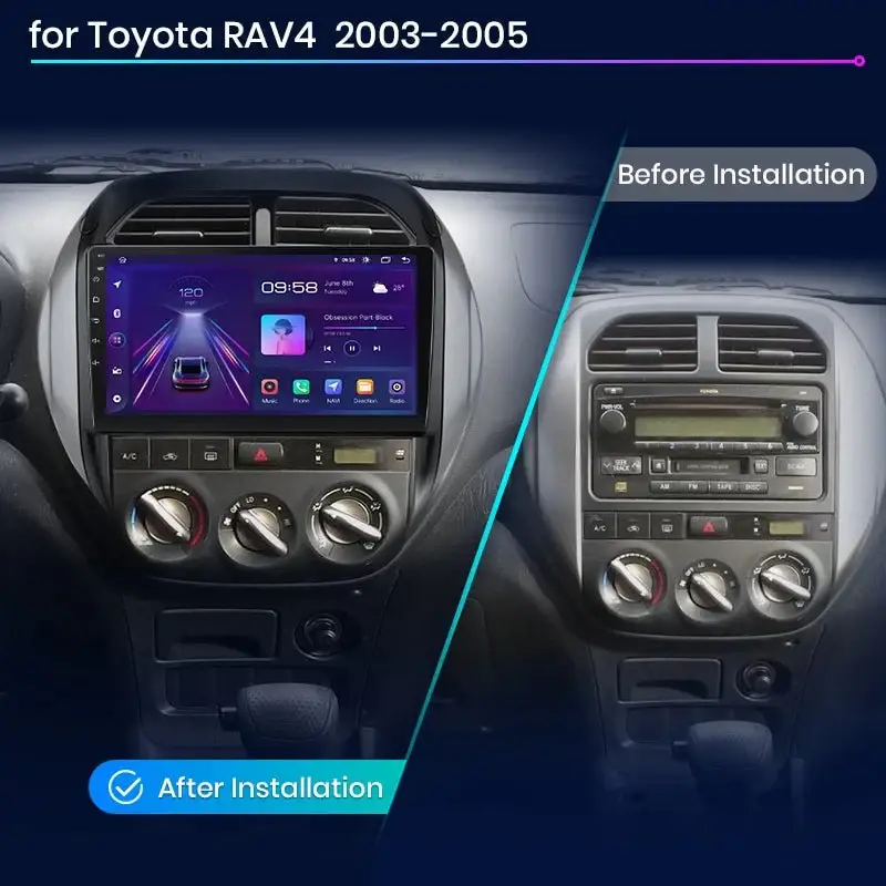 Radio Android do Toyota RAV4 (2003-2005) CarPlay Android Auto 4G WiFi GPS DSP