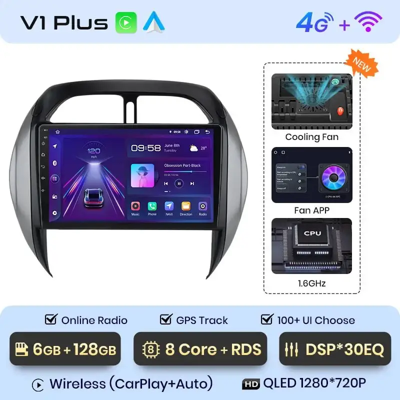 Radio Android do Toyota RAV4 (2003-2005) CarPlay Android Auto 4G WiFi GPS DSP