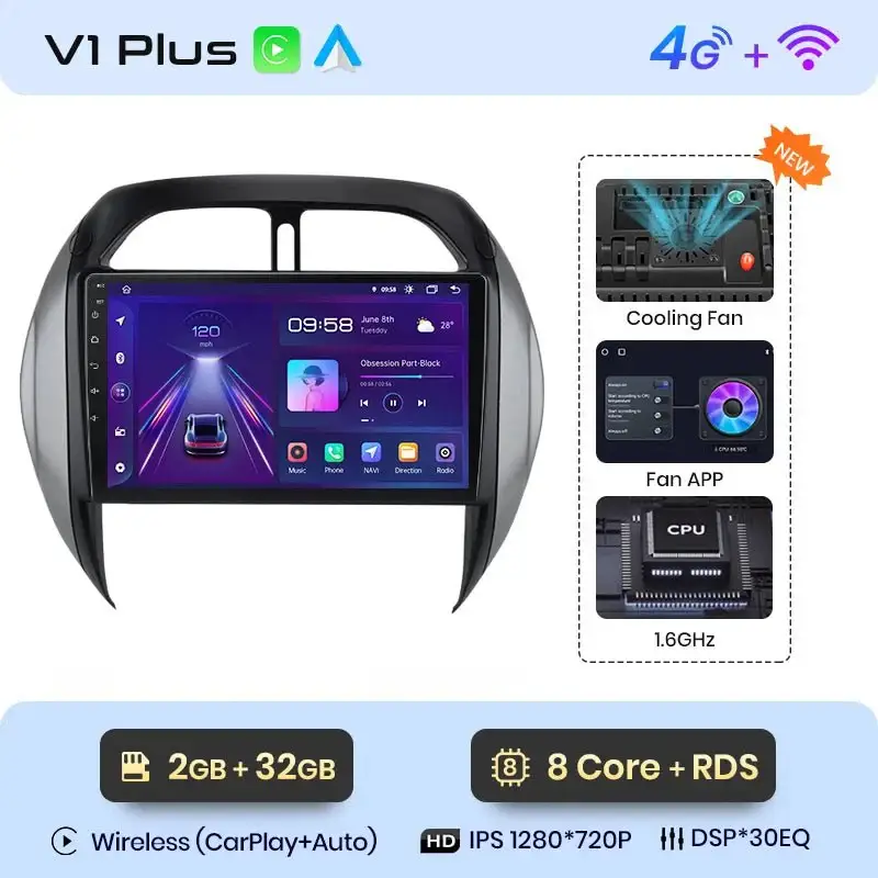 Radio Android do Toyota RAV4 (2003-2005) CarPlay Android Auto 4G WiFi GPS DSP