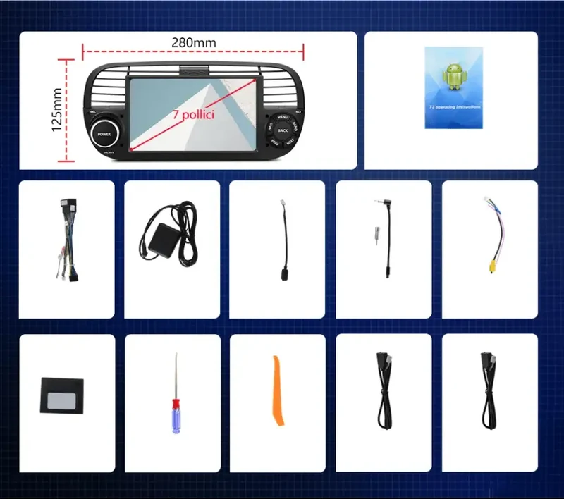 Radio Android do Fiat Tipo Egea (2015-2017) CarPlay Android Auto 4G WiFi GPS DSP
