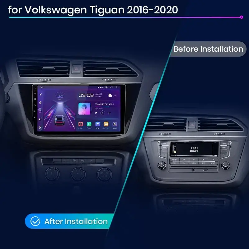 Radio Android do Volkswagen VW Tiguan (2016-2020) CarPlay Android Auto 4G WiFi GPS DSP