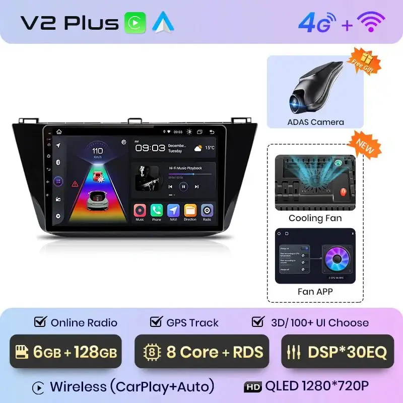 Radio Android do Volkswagen VW Tiguan (2016-2020) CarPlay Android Auto 4G WiFi GPS DSP