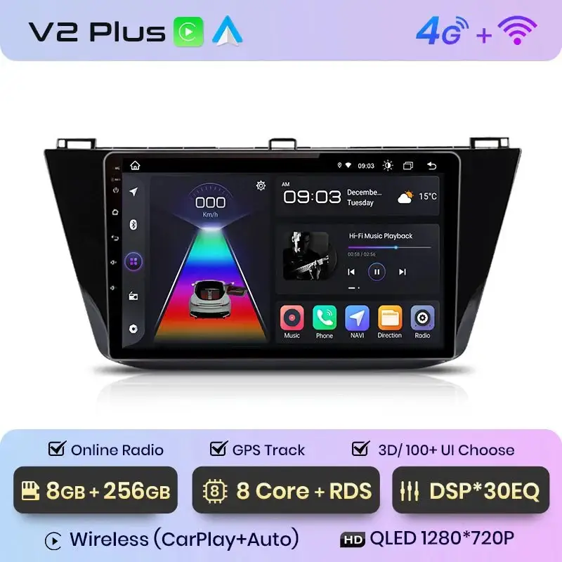 Radio Android do Volkswagen VW Tiguan (2016-2020) CarPlay Android Auto 4G WiFi GPS DSP