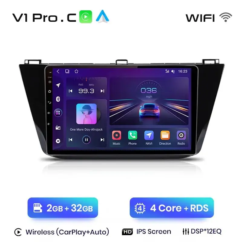 Radio Android do Volkswagen VW Tiguan (2016-2020) CarPlay Android Auto 4G WiFi GPS DSP